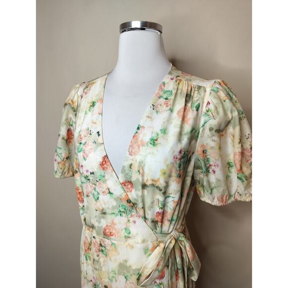 Alex Marie Floral Wrap Dress Midi Short Sleeve Cottage Boho - Picture 4 of 13